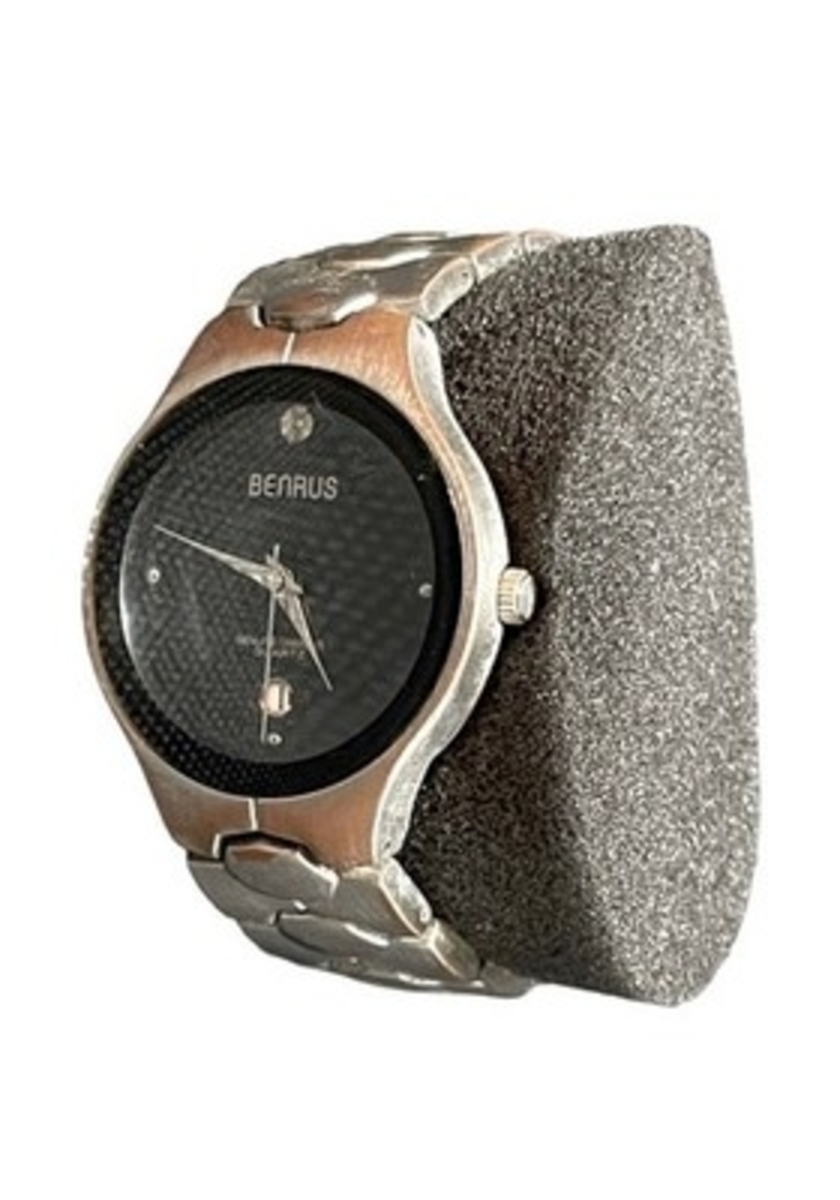 Vintage Benrus BNW745 Genuine Diamond Stainless Steel Bracelet Quartz Mens Watch